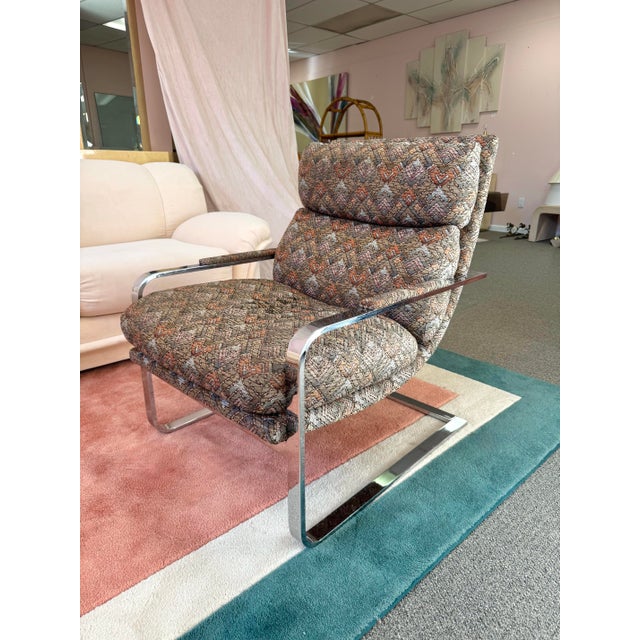 Vintage 1970’s Milo Baughman Style Chrome Cantilever Lounge Chair For Sale In New York - Image 6 of 12
