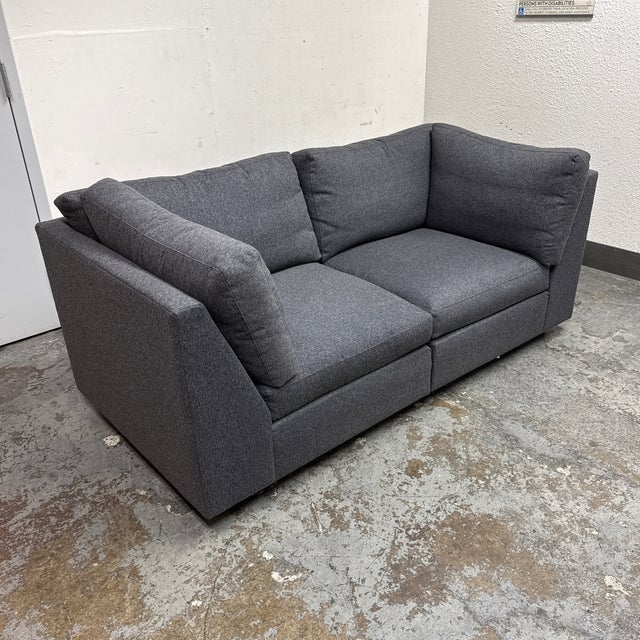 Contemporary Room & Board Mayer Two Piece Sofa in Flint Charcoal For Sale - Image 3 of 12