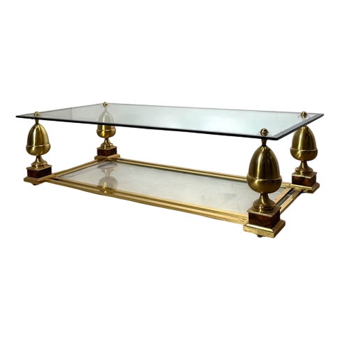 Brass and Glass Coffee Table from Maison Charles For Sale