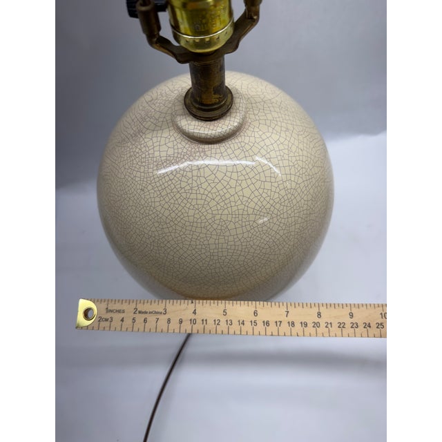 Mid 20th Century Asian Cream Crackle Glaze Ovoid Ceramic Table Lamps - A Pair For Sale - Image 9 of 9