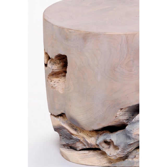 Bleached White Teak Root Accent or Side Table or Stool 37 For Sale - Image 4 of 5