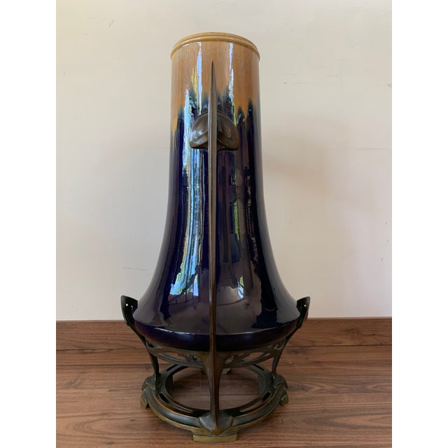 Art Nouveau Art Nouveau Water Lily Vase Jugendstil Bronze in the Manner of Otto Eckman For Sale - Image 3 of 12