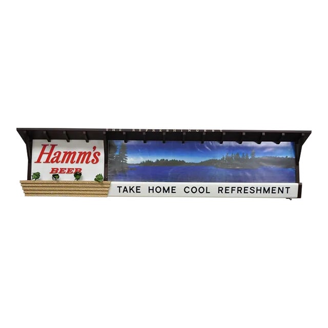 Large 77" Vintage Hamm's Beer Lakeside Plastics Advertising Hanging Lighted Sign For Sale