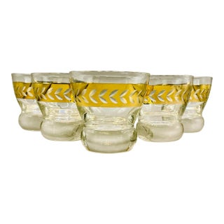 Vintage Gold Trimmed Glasses- Set of Five For Sale
