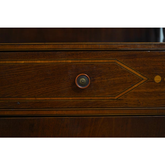 Vintage Regency Style 3 Tier Inlaid Mahogany Cabinet For Sale - Image 14 of 18