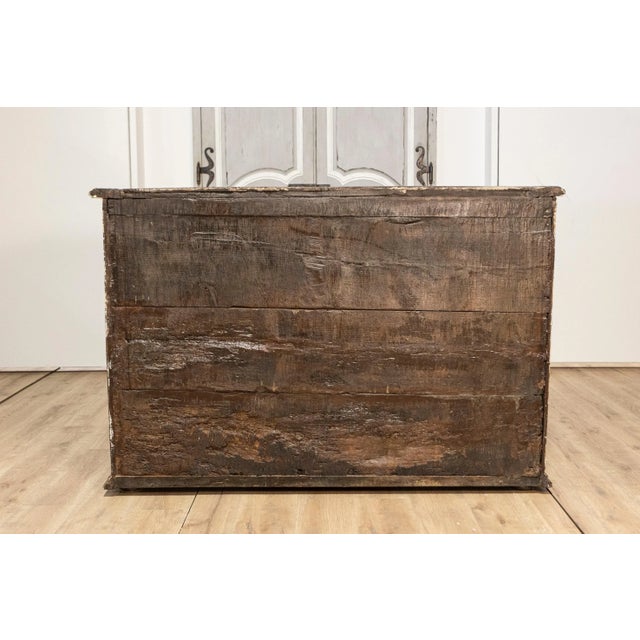 17th Century Italian Distressed Paint Wooden Buffet with Carved Diamond Motifs For Sale - Image 10 of 12