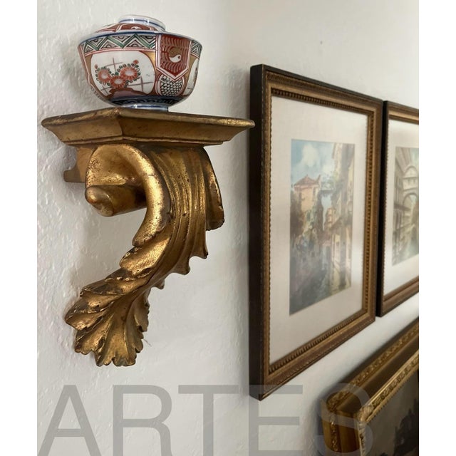 Vintage Italian Gold Leaf Wall Brackets. A Pair For Sale - Image 10 of 10