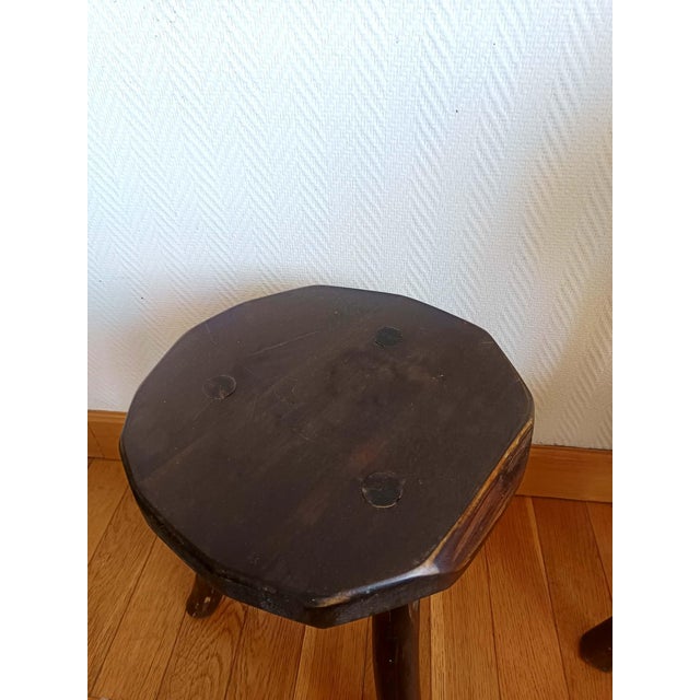 1950s Brutalist Wooden Tripod Stool, 1950s For Sale - Image 5 of 9