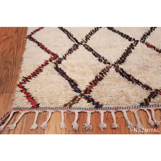 Mid 20th Century Nazmiyal Collection Vintage Ivory Beni Ourain Moroccan Rug For Sale - Image 5 of 8