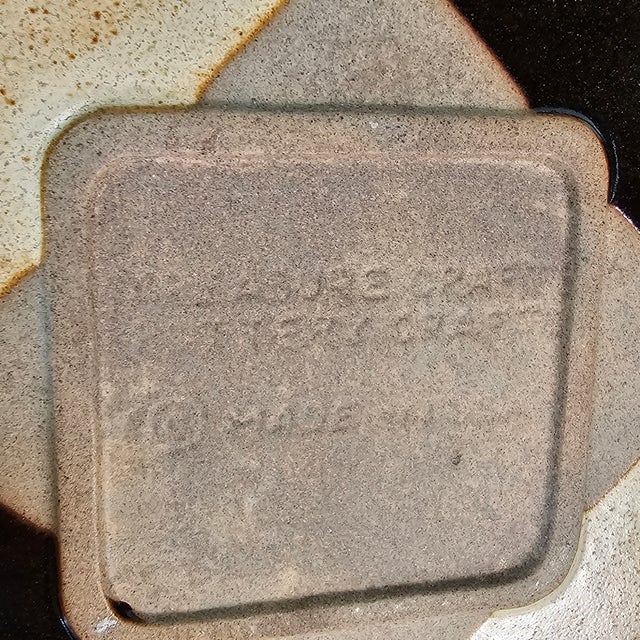 MCM Treasure Craft Stoneware Brown Plaid Ashtray Trinket Dish 7.5" For Sale - Image 11 of 12