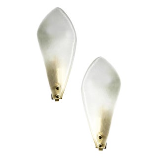 Italian Sanded Leaf Murano Glass Wall Sconces by Simoeng for Simoeng, Set of 2 For Sale