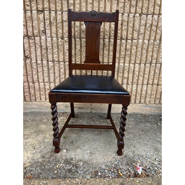 Early 20th Century Set of 6 William and Mary Style Oak Dining Chairs For Sale - Image 9 of 13