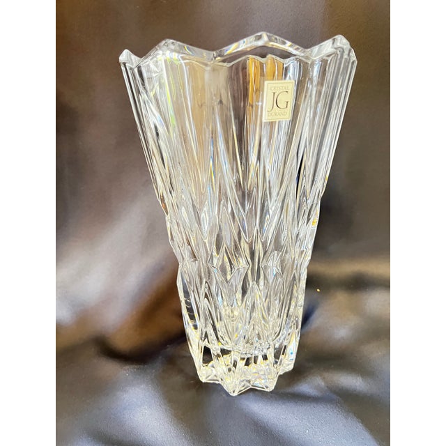 French Jg Durand Crystal Cathedral Vase, 11” Sculptural Cut Glass For Sale - Image 11 of 12
