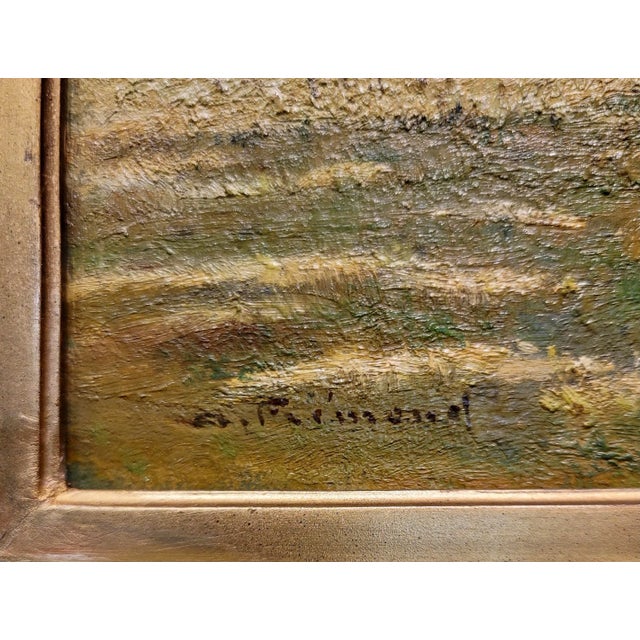 Paint Andre Fremond - Farmland Landscape During Harvest- C.1920 Oil Painting For Sale - Image 7 of 12