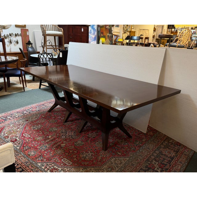2010s Joseph Jeup Sculpted Trestle Dining Table + X Back Dining Side Chairs, Set For Sale - Image 5 of 11