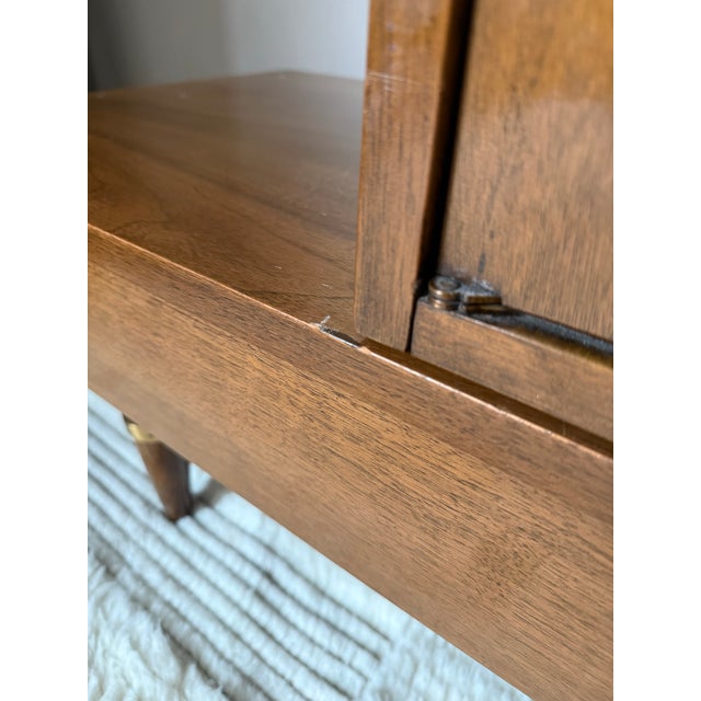 1950s American of Martinsville "Dania" Walnut Modular Bench and Cabinet Attachment by Merton Gershun For Sale - Image 10 of 12