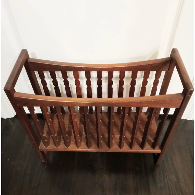 Vintage very large solid wood Mid Century Modern magazine holder rack. The holder has nice clean lines in a sleek design....