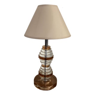 Vintage Glass Table Lamp, Italy, 1970s For Sale