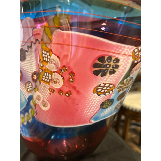 Glass 1980s Wes Hunting Glass Art Vase For Sale - Image 7 of 8