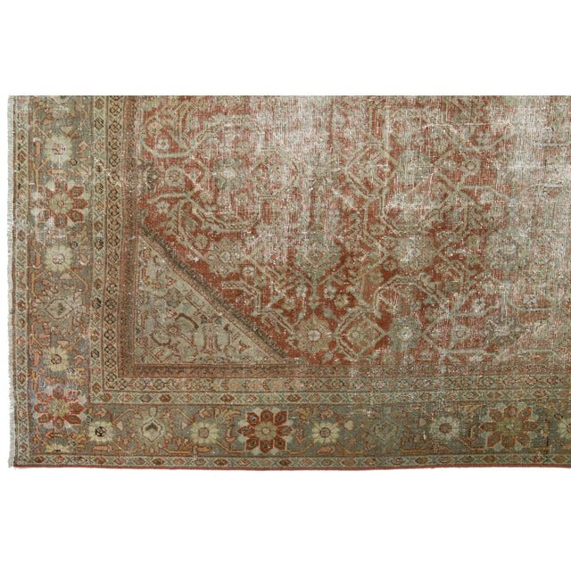 Handmade Antique Persian Mahal Wool Rug in Rust Color With Allover Design For Sale - Image 9 of 10