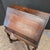 Brown Antique English Oak Gothic Revival X-Base Bureau Desk on Stand For Sale - Image 8 of 18