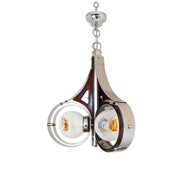 Chrome and Murano Art Glass Pendant Lamp from Mazzega, Italy, 1970s For Sale - Image 13 of 13