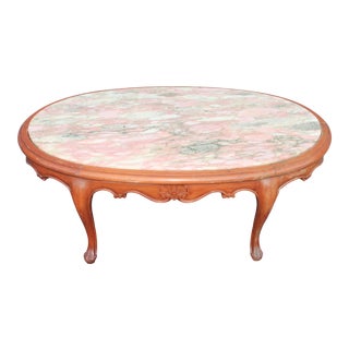 C. 1960's Vintage Marble Top Coffee Table Louis XVI Style For Sale