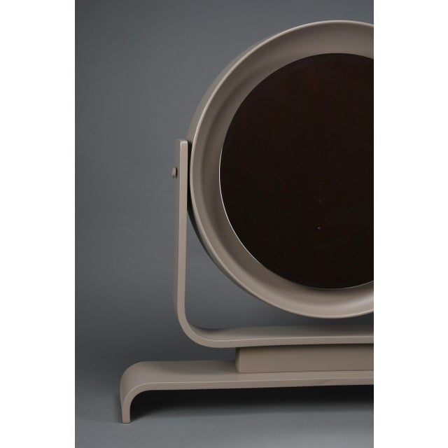 Postmodern Italian Vanity Mirror in Taupe Lacquered Wood, 1980s For Sale - Image 10 of 15