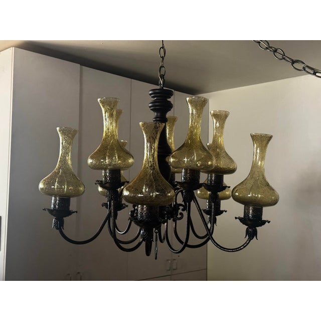 Wood Antique Hurricane Chandelier For Sale - Image 7 of 9
