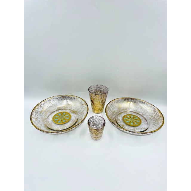 Gold Vintage Georges Briard Gold Leaf 5-Piece Hors d'Oeuvres Caddy or Shrimp Server- 5 Pieces For Sale - Image 8 of 13