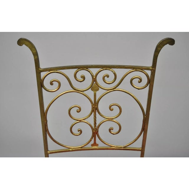 Metal Early 20th Century Antique Italian or Spanish Hollywood Regency Gold Iron Gothic Small Side Chair For Sale - Image 7 of 12