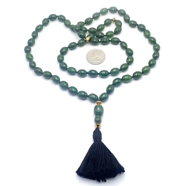 Metal 1970s Tiffany & Co. Angela Cummings Nephrite Jade Bead Yellow Gold Necklace For Sale - Image 7 of 12