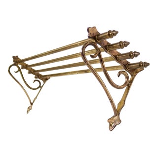 Vintage Pullman Train Brass Luggage Hat Rack | Wall Mounted Shelf For Sale