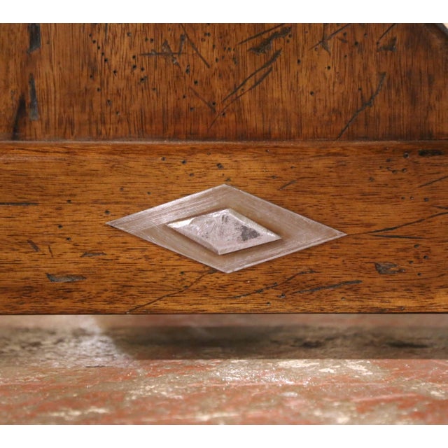 19th C. Louis XIII Style French Carved Walnut Refectory Table With Trestle Base For Sale - Image 10 of 10