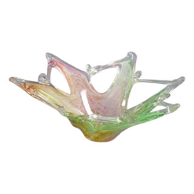Vintage Sommerso Murano Glass Centerpiece Sculpture Pocket Emptier, 1980s For Sale
