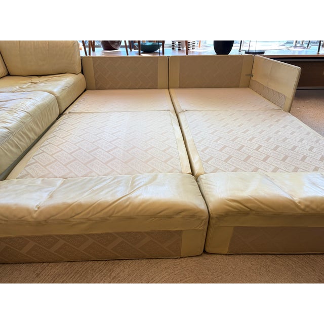 DS76 Sofa Set in Cream-Colored Leather with Bed Function by de Sede, Switzerland, 1970s, Set of 5 For Sale - Image 9 of 11