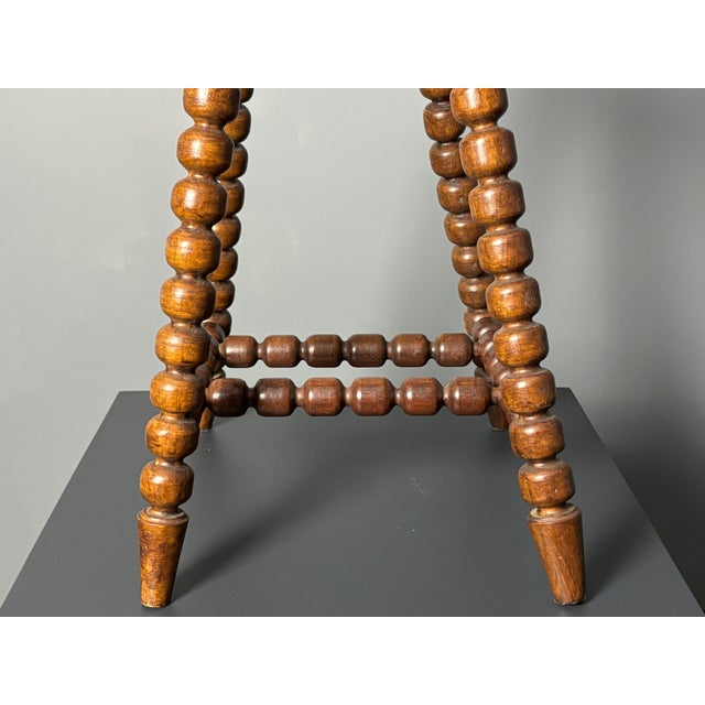 Brown Mid-Century Brutalist Turned Wood Stool in the style of Charles Dudouyt, 1950s For Sale - Image 8 of 18