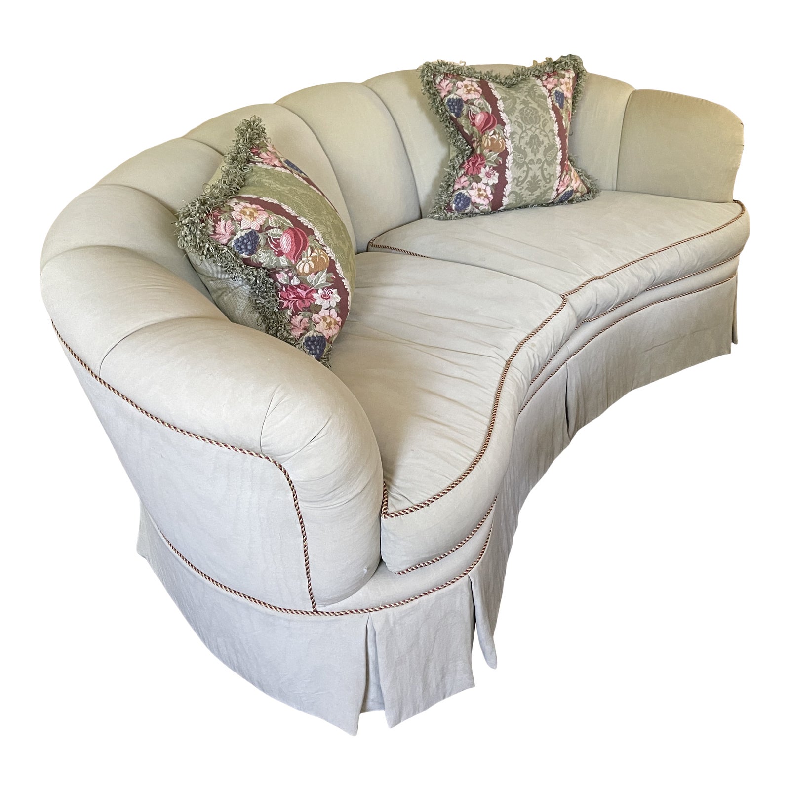Kidney Shaped Scalamandre Fabric Sofa with Pillows Chairish