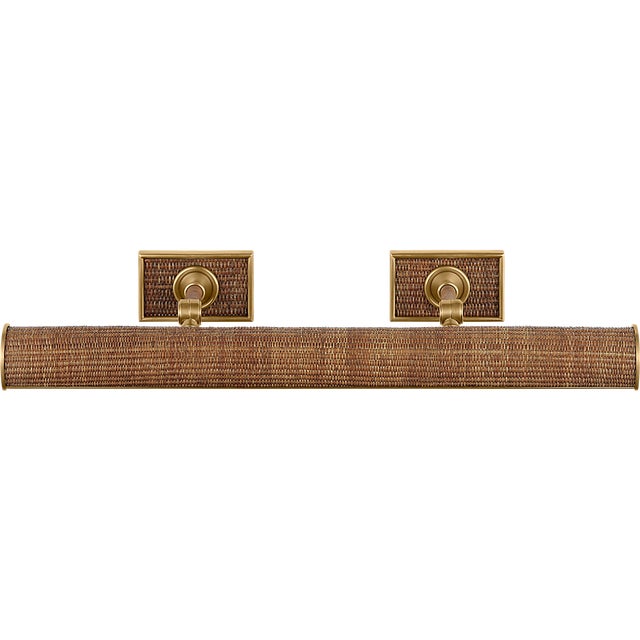 Halwell 24" Picture Light in Antique-Burnished Brass and Natural Woven Rattan Designer: Chapman & Myers Finish: Antique-...