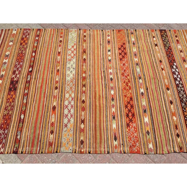 Vintage Striped Turkish Kilim Rug - 55" X 108" For Sale - Image 4 of 11