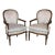 Pair of French Style Louis XVI Style Walnut Mid 20th Century Armchairs For Sale