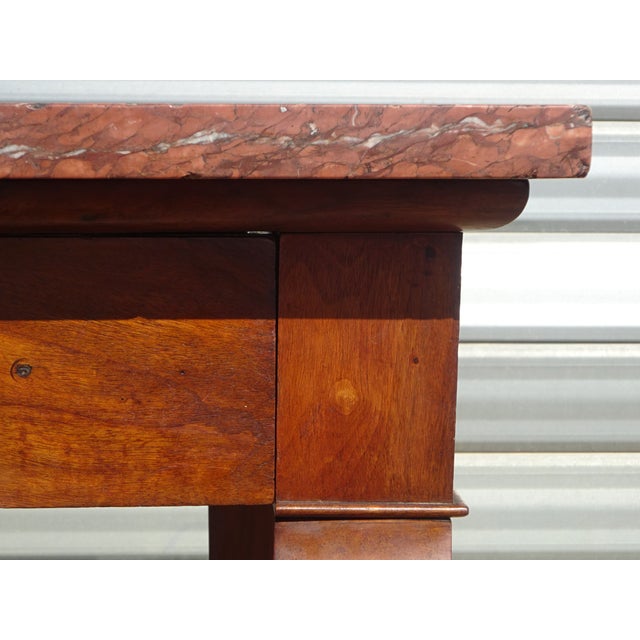 Wood Charles X Restoration Console in Walnut and Marble, 1830 For Sale - Image 7 of 18