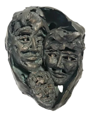 1950s "Family Portrait" Brutalist Style Abstract Bronze Sculpture