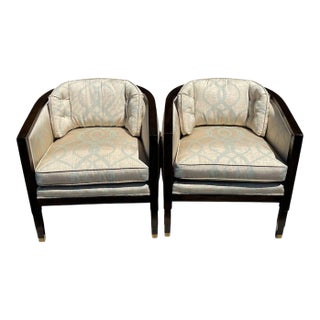Late 20th Century Pair of Art Deco Style Tub Chairs With Loose Cushions For Sale