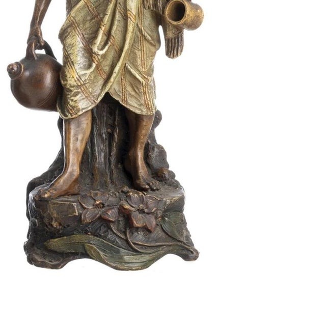 19th Century Water Carrier and Fruit Seller Sculptures, Set of 2 For Sale - Image 5 of 6