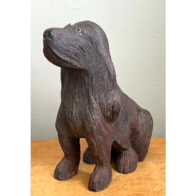 Vintage Carved Wood Dog Sculpture For Sale - Image 4 of 16
