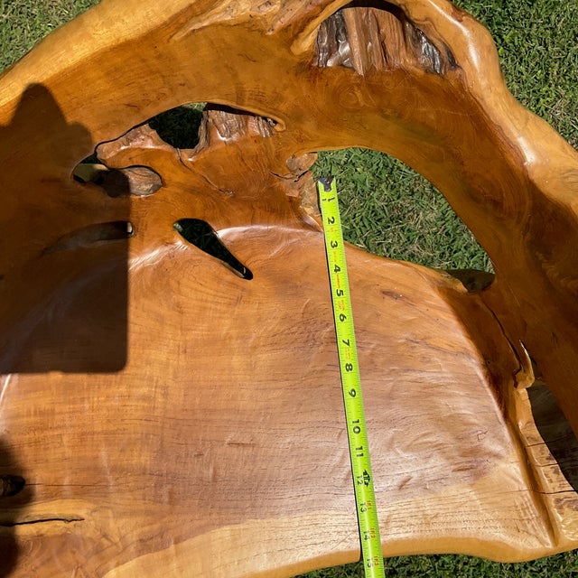 1980s Vintage Handcrafted Rustic Live Edge Log Dining Set With Four Sculpted Wood Chairs For Sale - Image 5 of 16