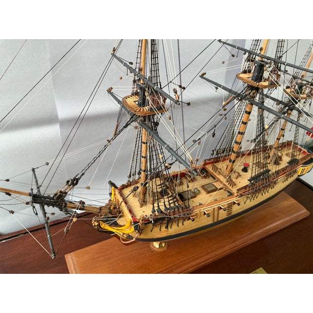 Alan Burghart Scale Model of HMS Rose 1757 Wooden Ship Display Case Handmade For Sale - Image 16 of 17