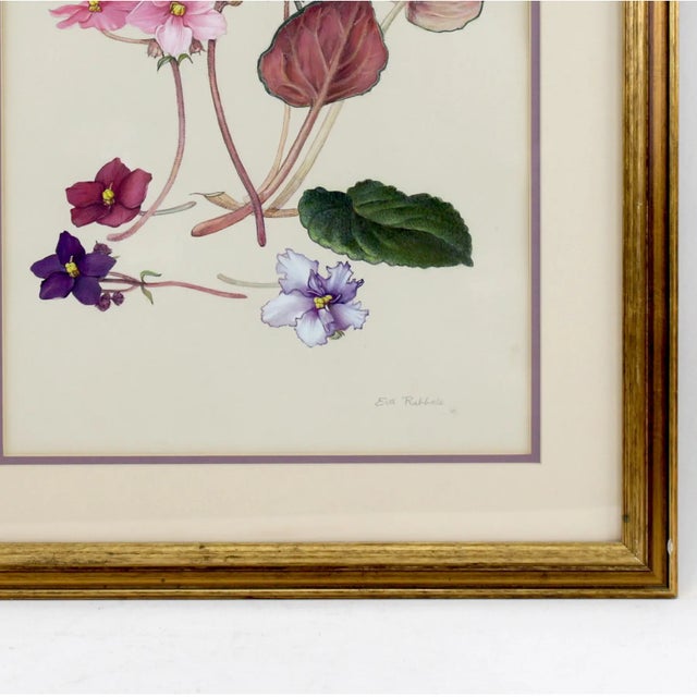Art Deco Hand-Painted Watercolor Specimen Flower Painting, Signed For Sale - Image 3 of 10