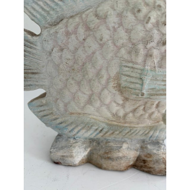 Vintage Hand-Carved Wooden Fish Sculpture – Coastal Sculptural Decor For Sale - Image 9 of 14